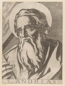 Heiliger Andreas S. Andreas (Titel auf dem Objekt) Christus, Maria und die zwölf Apostel (Serientitel) Il sacrato collegio apostolico (Serientitel) von Raffaello Schiaminossi