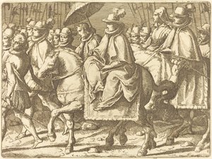 Margarete von Österreich zu Pferd von Raffaello Schiaminossi
