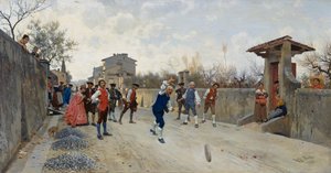 Spiel der Ruzzola von Raffaello Sorbi