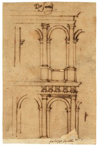 Skizze des Theaters von Marcellus, Rom von Raffaello da Montelupo