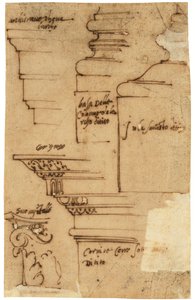 Skizzen verschiedener Elemente des Titusbogens, Rom von Raffaello da Montelupo