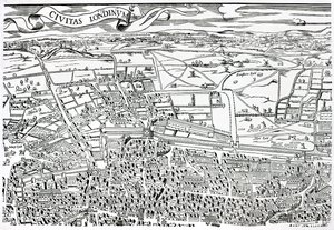 Detail von London nördlich der Stadt aus Civitas Londinium von Ralph Agas