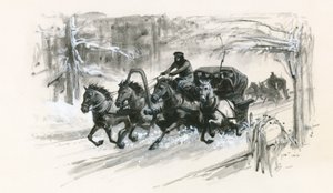 Dostojewski und seine Mitgefangenen wurden in geschlossenen Schlitten für die lange Reise nach Sibirien gepackt von Ralph Bruce