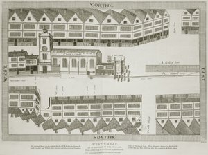 West Cheap, wie es im Jahr 1585 erschien, graviert von Bartholemew Howlett (1767-1827), veröffentlicht 1814