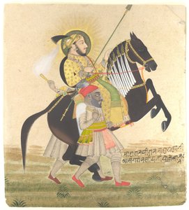 Maharana Sangram Singh reitet auf einem Preis-Hengst von Ram Jai