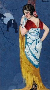 Junge Frau lächelt im Mondlicht, ca. 1925
