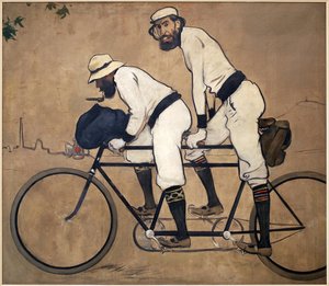 Ramon Casa und Pere Romeu auf einem Tandem