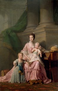 Königin Charlotte 1744-1818, mit ihren zwei ältesten Söhnen, 1769