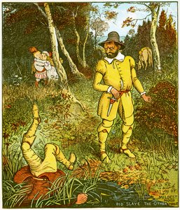 Und derjenige, der die mildeste Stimmung hatte, tötete den anderen dort, Illustration aus Babes in the Wood
