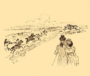 Zuschauer beobachten, wie John Gilpin über das Land gejagt wird, 1878, ca. 1918