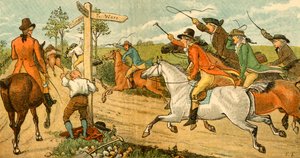 John Gilpin auf seinem durchgehenden Pferd, verfolgt von Passanten