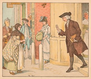 Menschen vor einem Pfandhaus von Randolph Caldecott