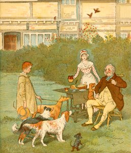 Der Bauernjunge mit den Hunden seines Meisters, ca. 1881 von Randolph Caldecott