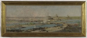 Skizze für den Ratssaal des Rathauses von Alfortville: Blick auf Alfortville von den Höhen von Charenton von Raoul Joseph Arus