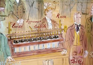 La Fee Electricite, Detail: Porträts von Anthony Carlisle, englischer Chirurg, und Humphry Davy, englischer Chemiker. 1937