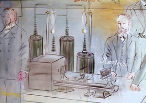La Fée Électricité, Detail: Porträts von Wilhelm Conrad Röntgen, deutscher Physiker. 1937