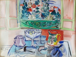 Stillleben mit zwei Gläsern in Ceret von Raoul Dufy