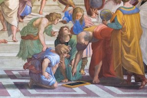 Euklid oder Archimedes: Detail aus der Schule von Athen in der Stanza della Segnatura von Raphael (1483 1520)