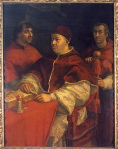 Porträt von Papst Leo X. (1475-1521) umgeben von Kardinälen Luigi de 