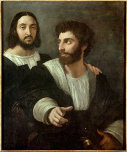 Porträt des Künstlers mit einem Freund. Raffaello Sanzio, genannt Raphael (1483-1520)