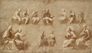 Christus und die Heiligen in Herrlichkeit Studie für die Disputa, frühes 16. Jahrhundert