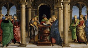 Darstellung im Tempel Predella-Panel des Oddi-Altarbildes, 1503 von Raphael