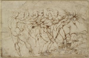 Eine Schlacht nackter Krieger mit Gefangenen, WA1846.179 von Raffaello Sanzio Raphael