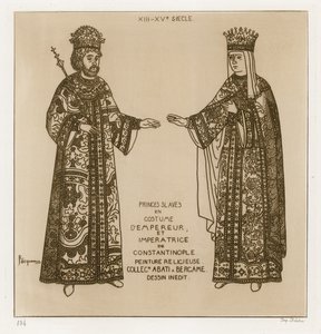Slawische Fürsten in Kostümen als Kaiser und Kaiserin von Konstantinopel (Stich) von Raphael Jacquemin
