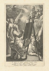 Der heilige Lukas malt die Jungfrau, 1580er von Raphael Sadeler