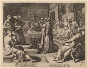 Heliogabalus und die weisen Frauen von Raphael Sadeler I after Joos van Winghe