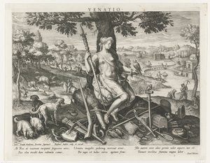 Diana als Schutzpatronin der Jagd (Serie: Wichtige Beschäftigungen eines Prinzen) von Raphaël Sadeler (I)