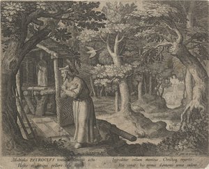 Heiliger Patroclus von Néris als Einsiedler (Das tugendhafte Leben der Einsiedler, Trophaeum vitae solitariae)
