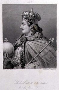 Childebert, König von Austrasien, graviert von Delannoy