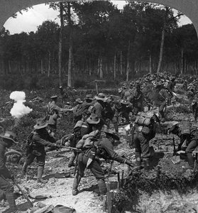 Eroberte Schützengräben verstärkt, um Gegenangriffe zu widerstehen, Erster Weltkrieg, 1914-1918