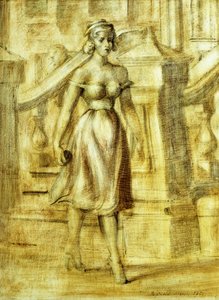 Spazierende Dame: Ein Doppelgemälde