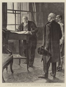 Ein Empfang bei den Horse Guards, eine Vorstellung beim Herzog von Cambridge von Reginald Thomas Cleaver