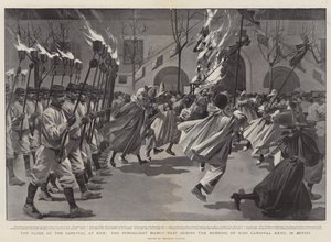 Das Ende des Karnevals in Nizza, der Fackelumzug während der Verbrennung von König Karneval XXVII als Effigie von Reginald Thomas Cleaver
