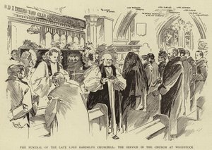 Die Beerdigung des verstorbenen Lord Randolph Churchill, der Gottesdienst in der Kirche in Woodstock von Reginald Thomas Cleaver