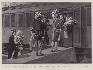 Die Heimkehr der Königin, die Abfahrt vom Bahnhof in Nizza von Reginald Thomas Cleaver