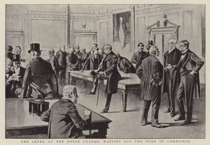 Der Empfang bei den Horse Guards, wartend auf den Herzog von Cambridge von Reginald Thomas Cleaver