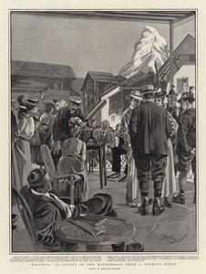 Beobachtung eines Aufstiegs des Matterhorns von einem Hotel in Zermatt von Reginald Thomas Cleaver