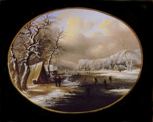 Wintereislaufen in New Jersey, ca. 1847 von Regis Francois Gignoux