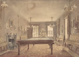 Innenraum des Billardzimmers im Lupton House, Devonshire, entworfen von George