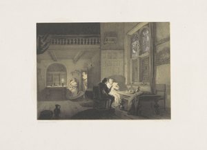 Innenraum mit Figuren bei Kerzenlicht von Reinier Craeyvanger
