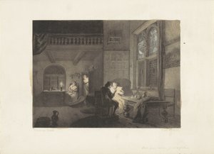 Innenraum mit Figuren bei Kerzenlicht von Reinier Craeyvanger