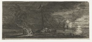 Meeresansicht bei Nacht (Verschiedene Einschiffungen und dergleichen) von Reinier Nooms