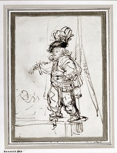 Schauspieler mit einem Papagei von Rembrandt Harmensz. van Rijn