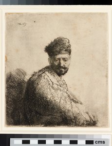 Bärtiger Mann mit orientalischer Pelzmütze: der Vater des Künstlers von Rembrandt van Rijn