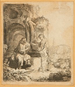Christus und die Frau von Samaria, unter Ruinen