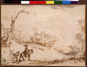 Landschaft mit Reiter von Rembrandt Harmensz. van Rijn
